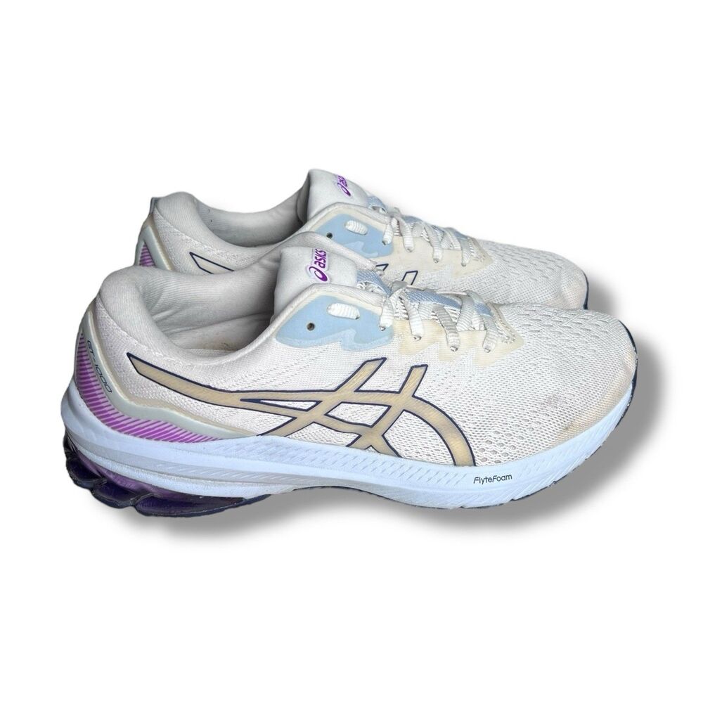 ASICS GT 1000 White Dive Blue Flyte Foam Mesh Sneakers Women’s Size 10.5